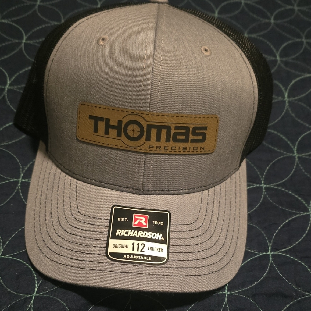 Richardson Grey and Black Trucker Hat with Thomas Precision Patch